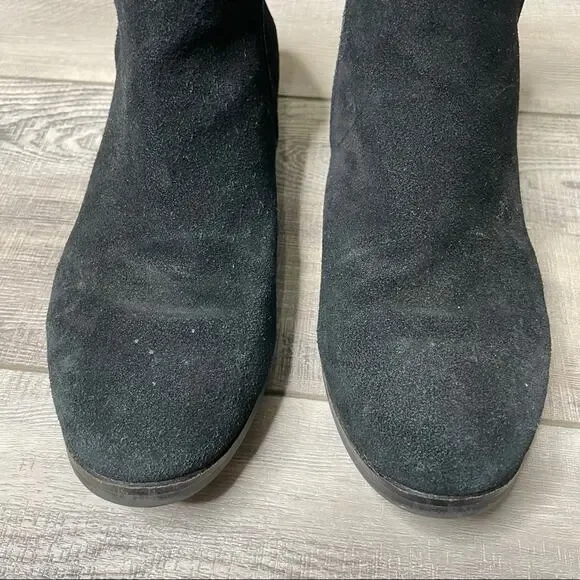 Steve Madden Rimas Suede Low Heel Ankle Booties Black Size 8.5 - Picture 4 of 10